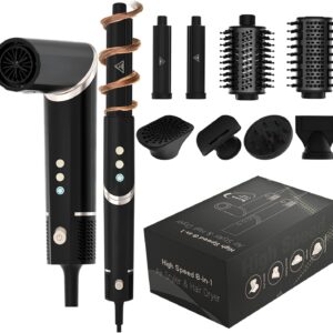 8-in-1 High-Speed Hot Air Styler,110,000 RPM Rotatable Hair Styler , Professional Frizz-Free Blow Dryer Brush, Fast Drying, No Heat Damage - Curl, Volumize, Straightening Styling