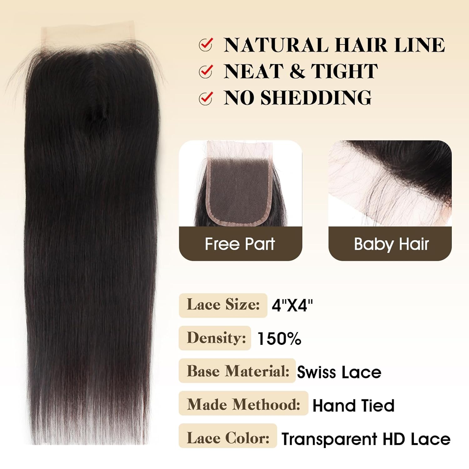 Virgin Brazilian Straight Human Hair Bundles 22 24 26 with 20 Inch 4x4 HD Lace Closure - Image 5