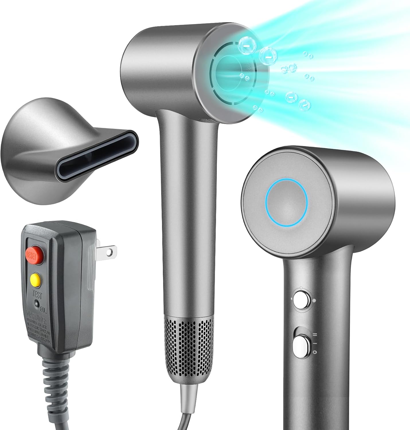Hair Dryer, 200 Million Negative Ionic 1500W Fast Drying Blow Dryer with 110,000 RPM Brushless Motor, 3 Heat Setting, High-Speed Thermal-Control Hairdryer with 360° Magnetic Nozzle for Home, Travel