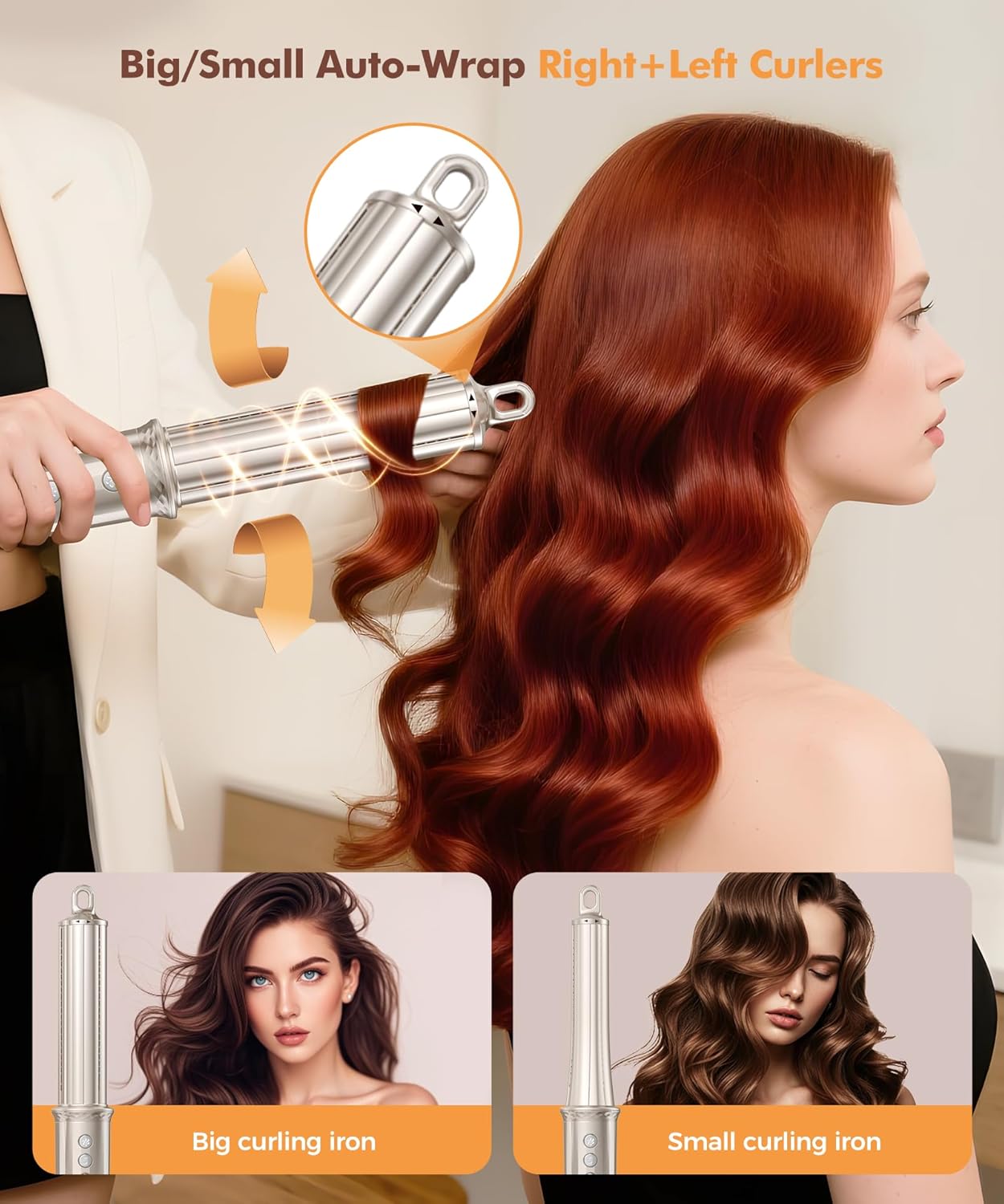 6-in-1 Gold Hair Dryer Brush and Styler with Auto-Wrap Curlers - Image 4