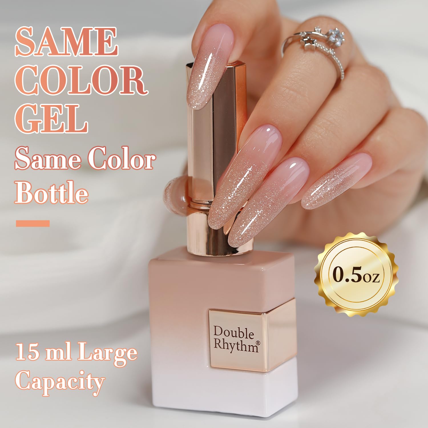 Double Rhythm 0.5 Oz Nude Pink Glitter Gel Polish B1171 for DIY Nail Art - Image 8