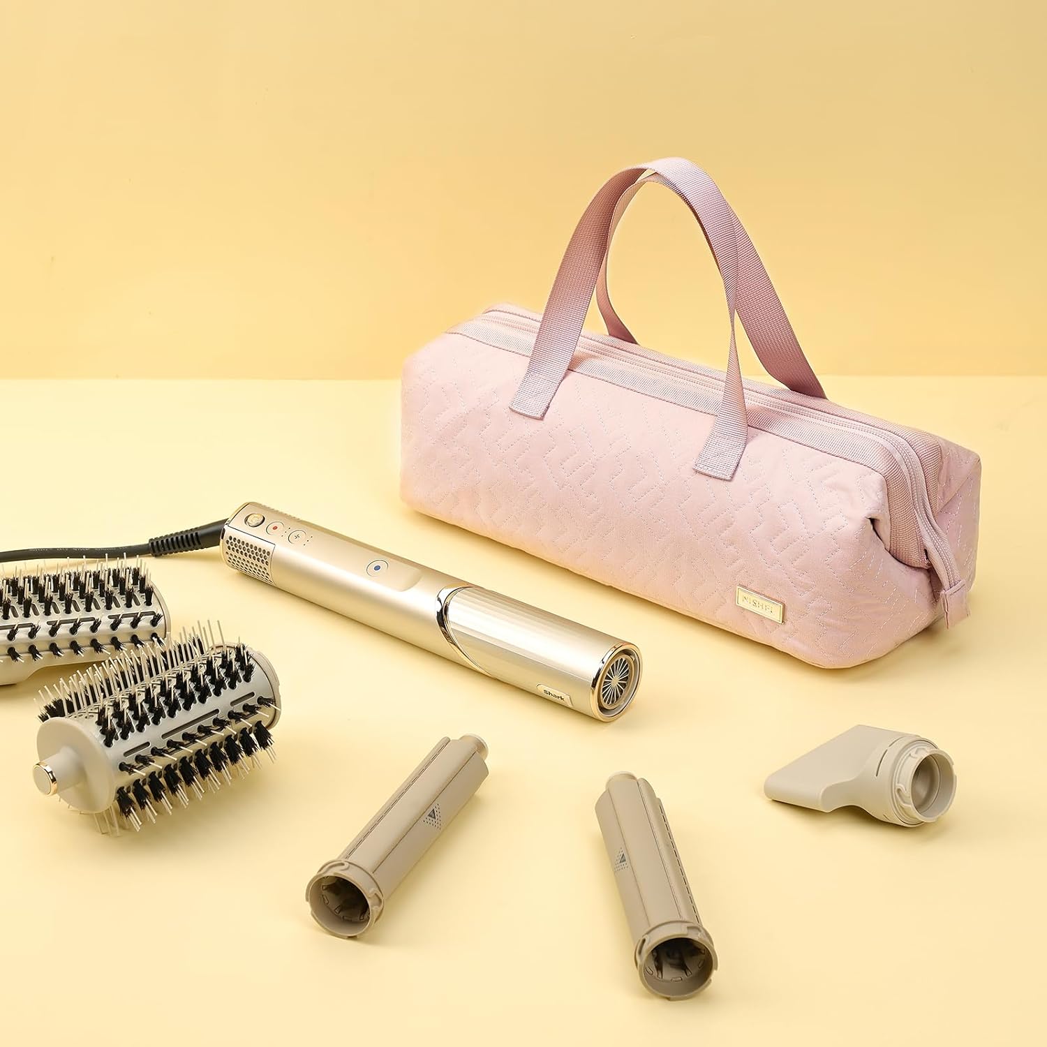 NISHEL Pink Travel Case for Hair Dryer, Curling Iron, and Accessories Organizer - Image 7