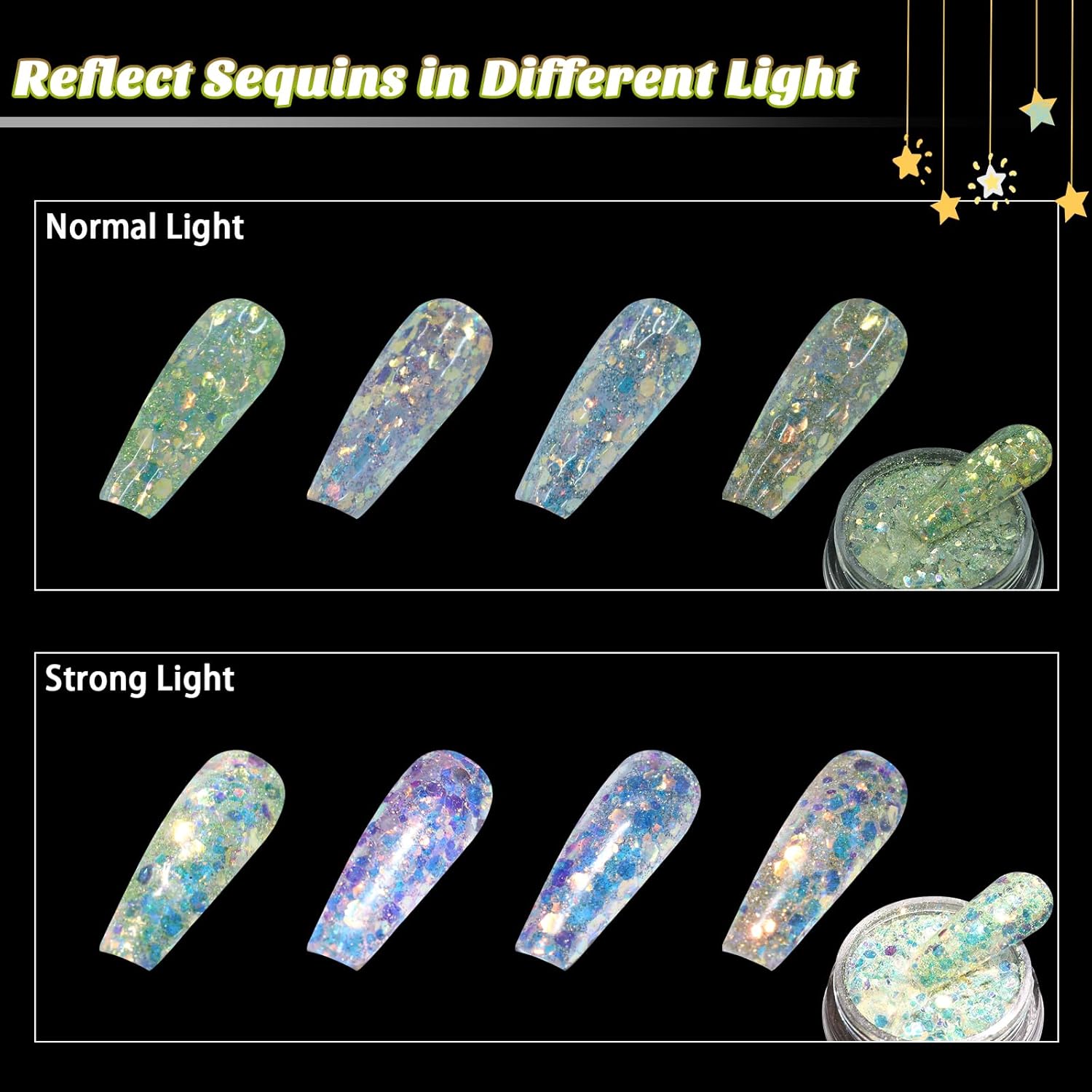 Allstarry 4-Color Nail Glitter Set, Ultra-Thin Iridescent Flakes for Professional Nail Art and DIY Projects - Image 4
