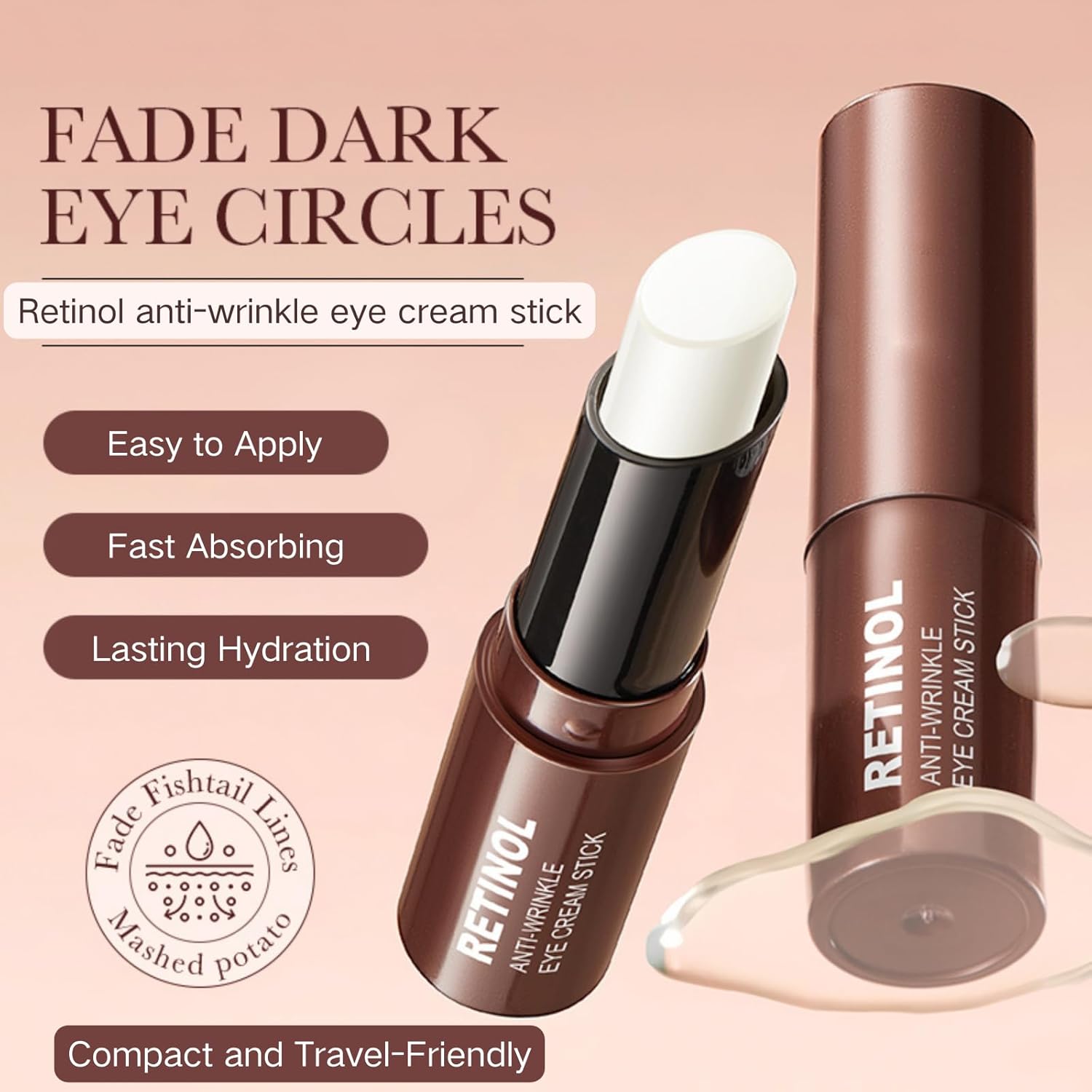 2PCS Retinol Eye Stick Cream for Dark Circles Puffiness Hydrating Anti-Aging Serum - Image 2