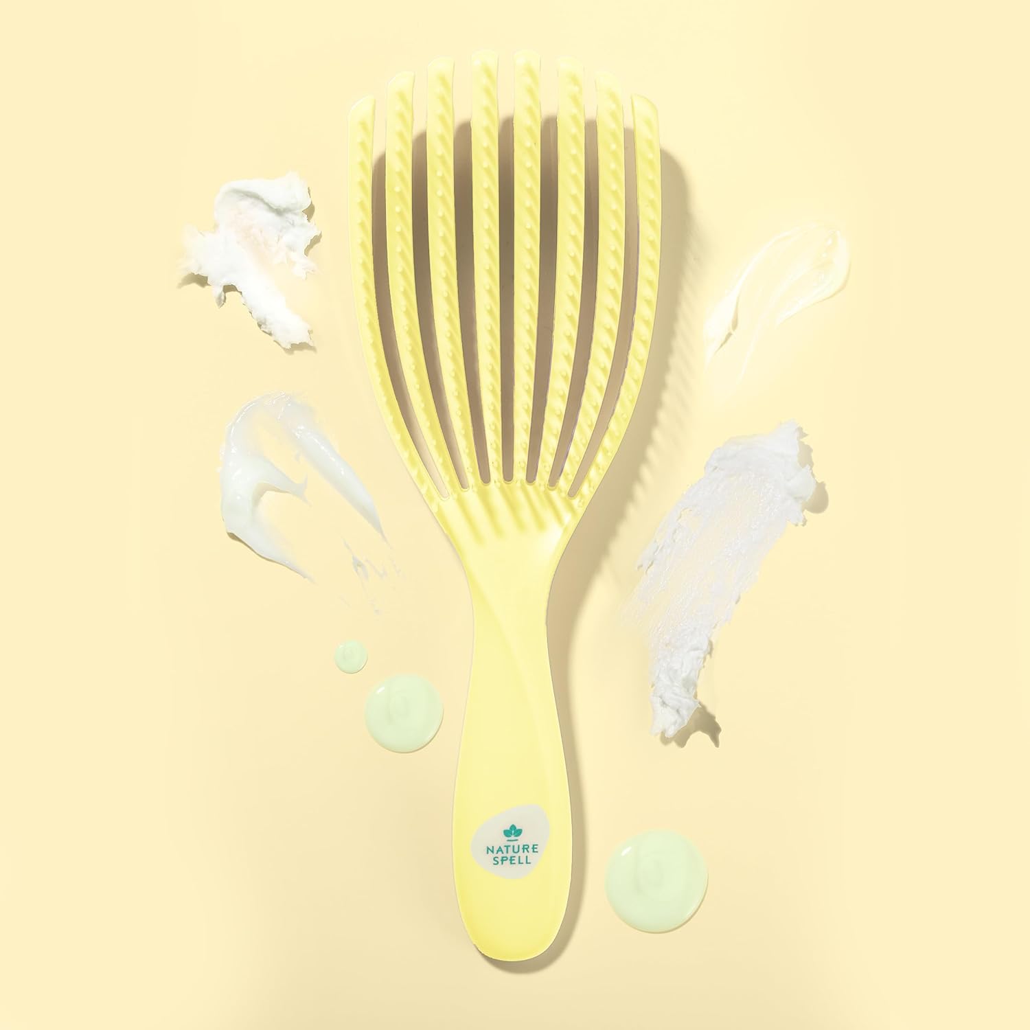 Nature Spell FlexiFlow Detangling Hair Brush All Hair Types Wet Dry Use Yellow - Image 4