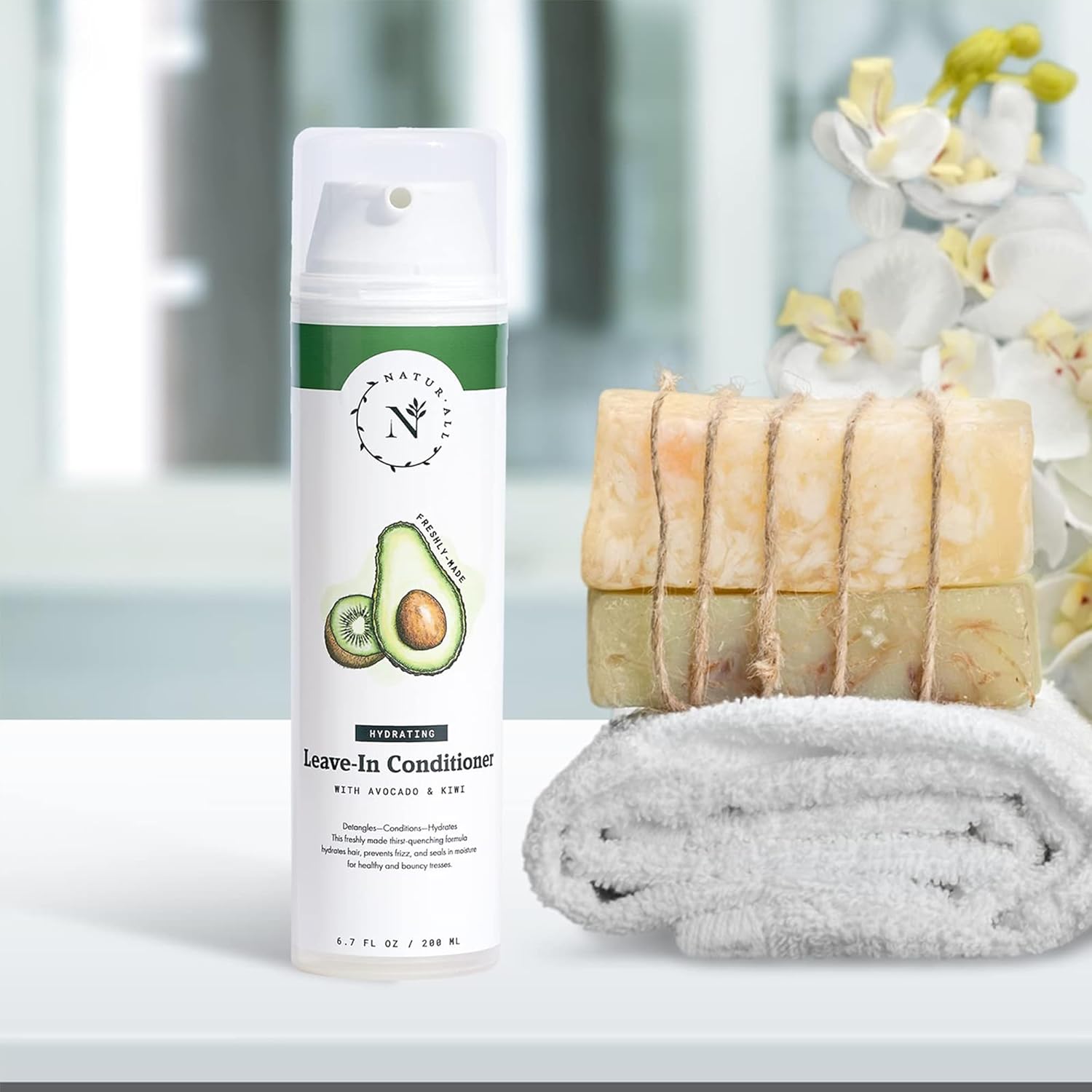 NaturAll Hydrating Avocado Leave-In Conditioner 6.7 oz Silicone-Free for Dry Curly Coily Hair - Image 6