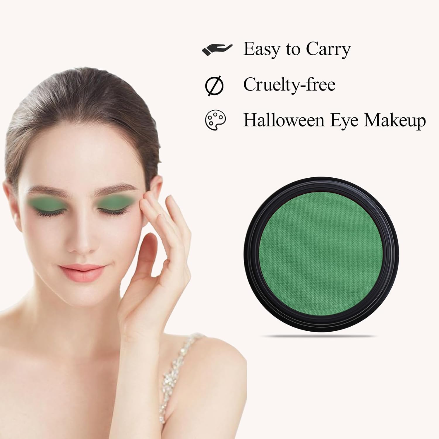 Single Green Pressed Powder Matte Eyeshadow Palette High Pigment Blendable Long Lasting Makeup - Image 3