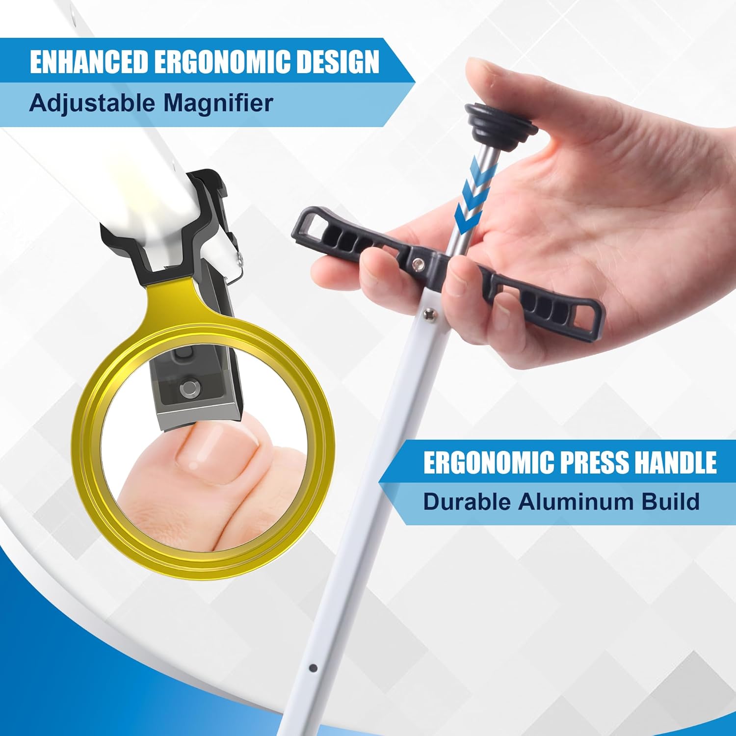 17 Inch Long Handle Toenail Clippers with Wide Jaw and Magnifier for Easy Trimming - Image 5