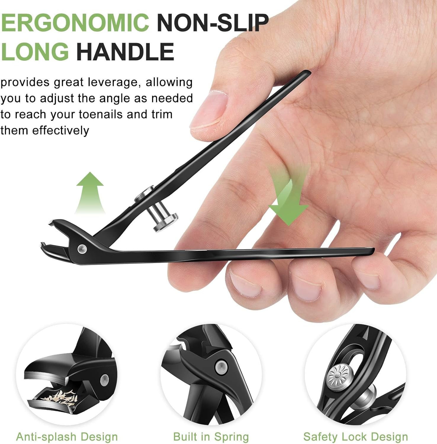Extra Long Handle Ergonomic Toenail Clipper for Thick Nails, Adult Senior Use - Image 2