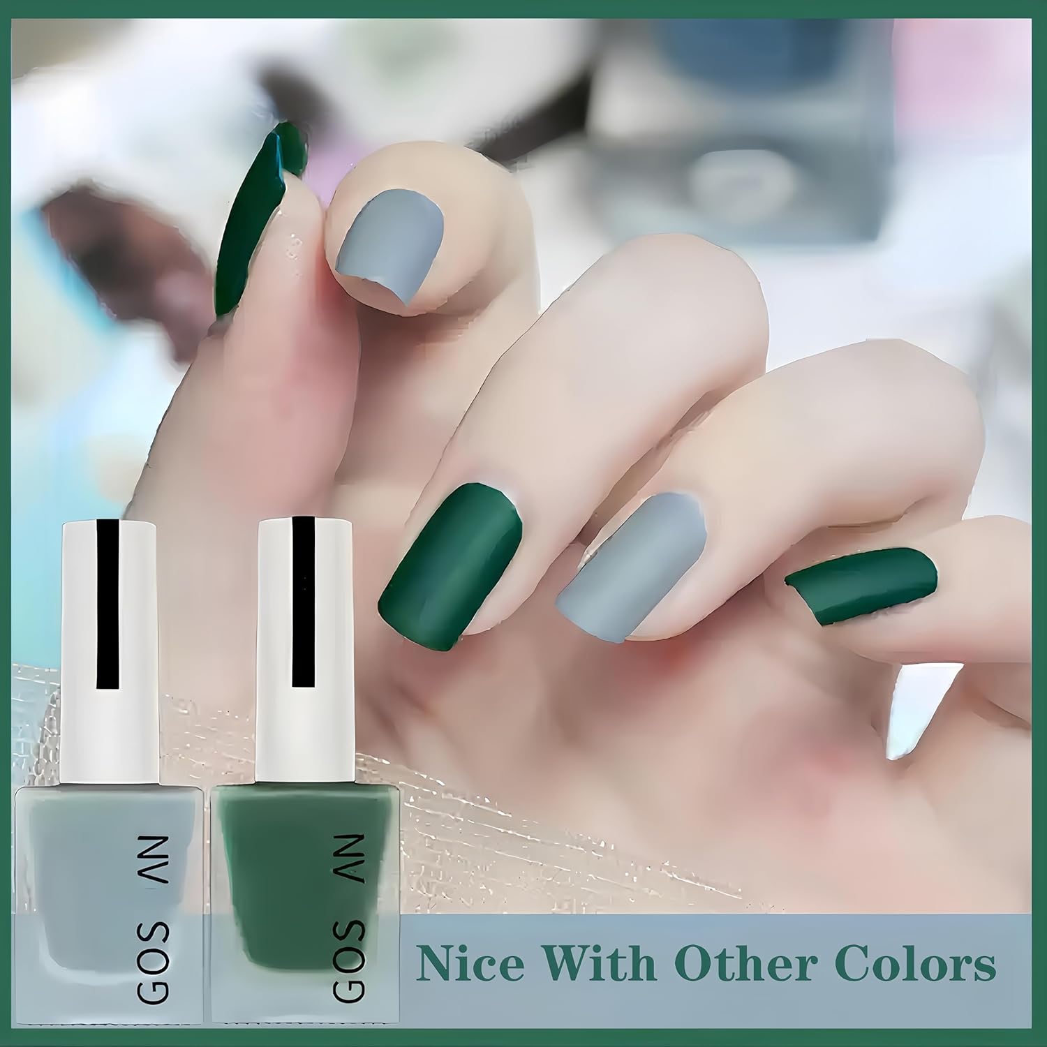 Dark Matte Green Velvet Cruelty-Free Nail Polish, Quick Dry Frosted Gel Finish, 15ml - Image 6