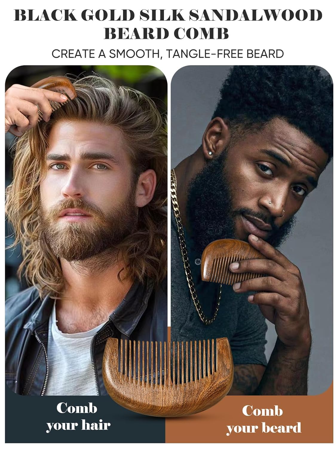 Sandalwood Beard Brush and Comb Set with Mustache Scissors - Men's Grooming Kit - Image 5