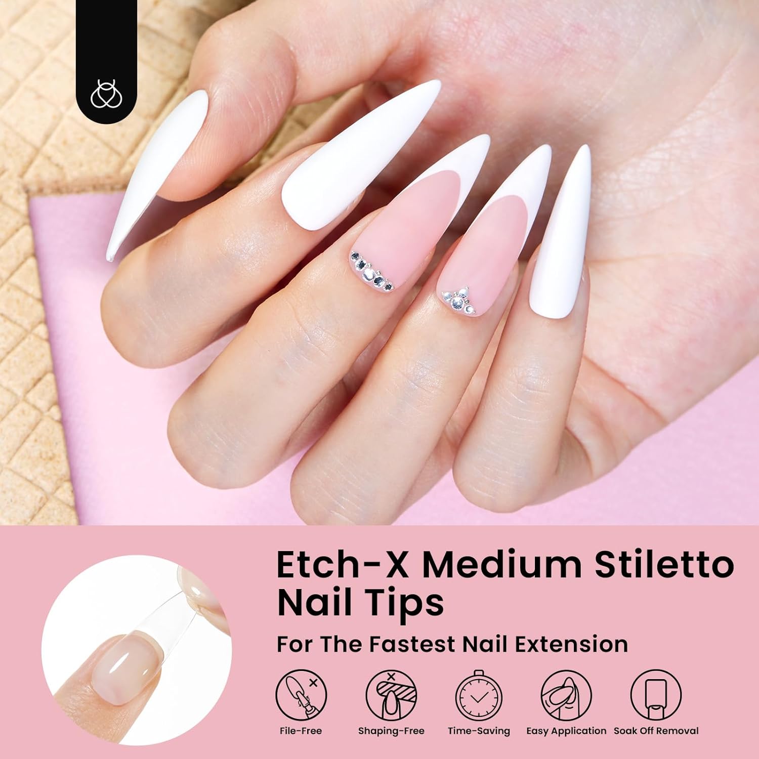 Beetles Stiletto Medium 288 Piece Pre-Shaped Soft Gel Acrylic Nail Tips - Image 4