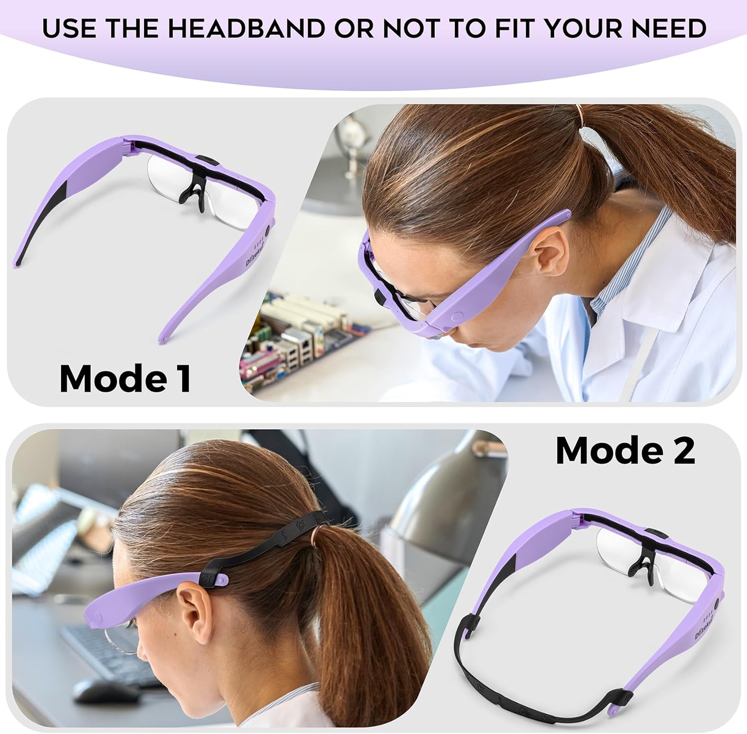 Rechargeable Magnifying Lamp with 4 Detachable Lenses and 1.5X to 5.0X Magnification - Image 4