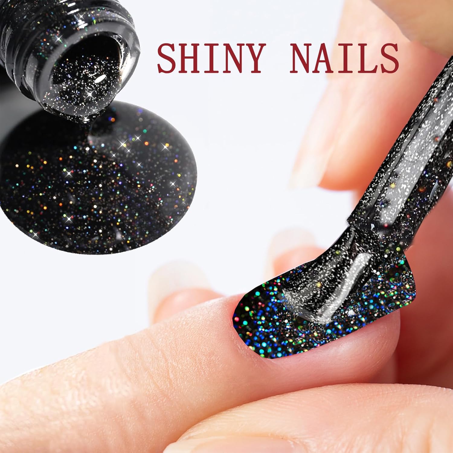 Sparkling Black Glitter Rapid Dry Gel Nail Polish for Women and Girls, No UV Lamp Required - Image 6