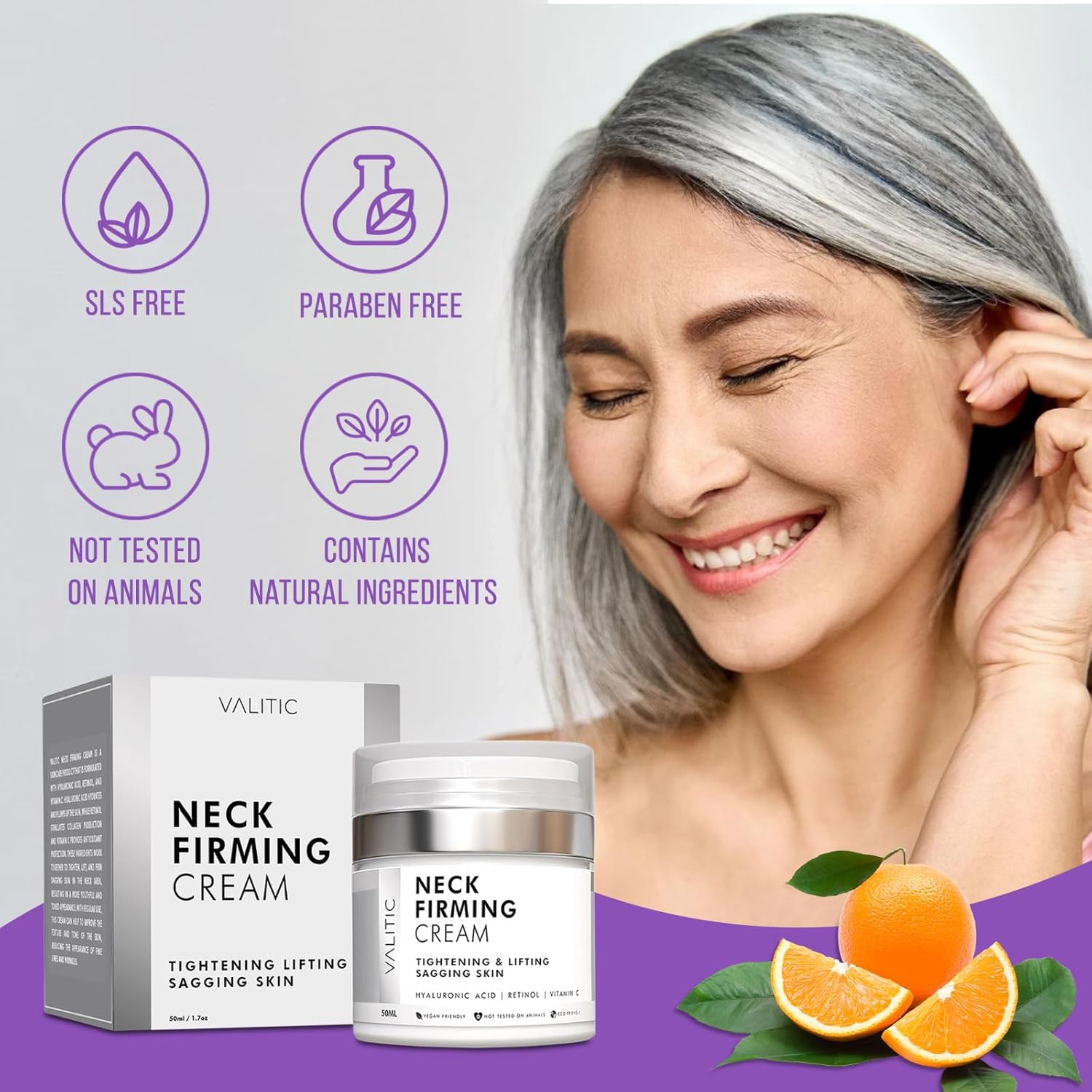 VALITIC Neck Firming Cream 1.7 oz with Hyaluronic Acid, Retinol, Vitamin C - Image 3