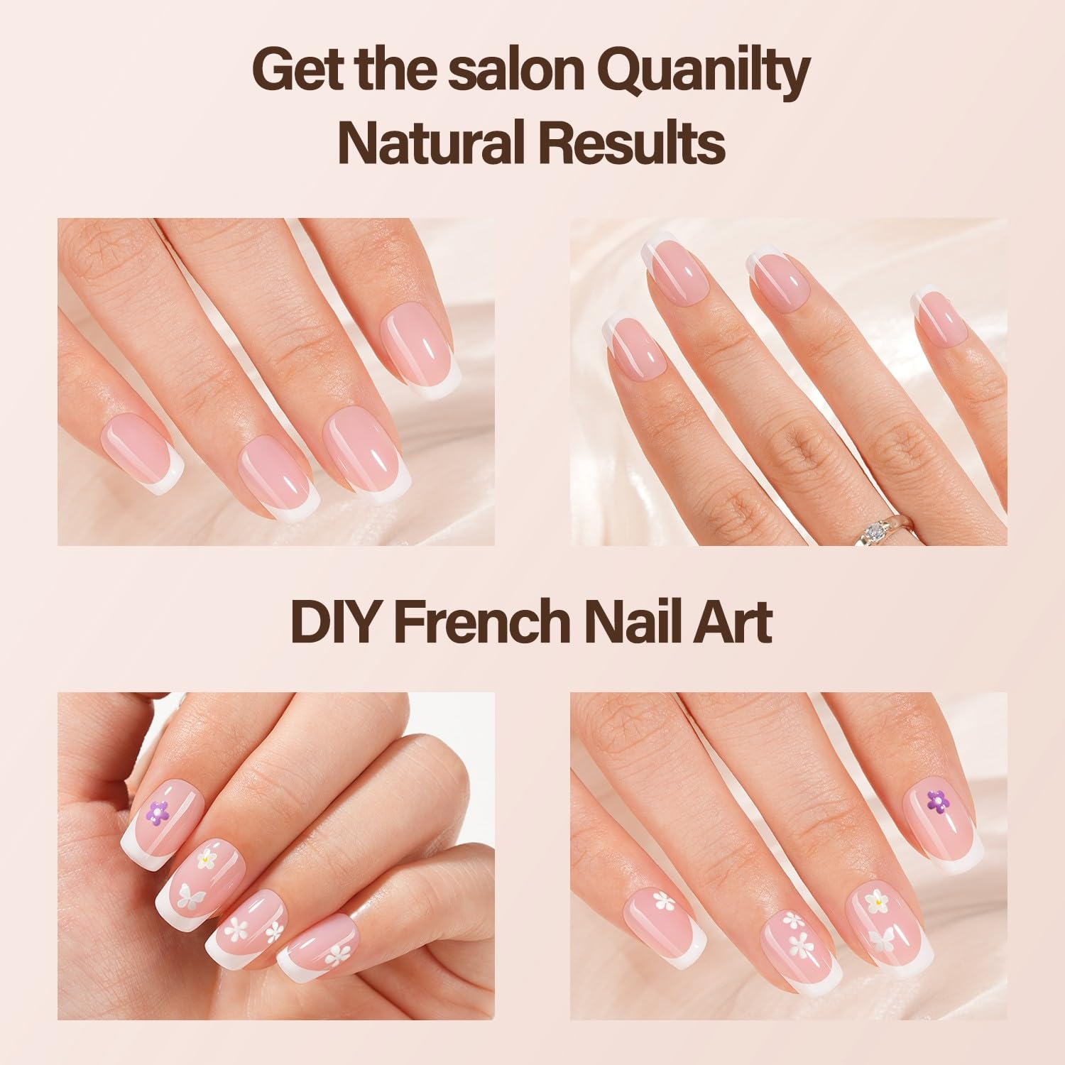 150 Pcs Short Square Pink French Gel Press-On Nails Soft Acrylic Nail Tips 15 Sizes - Image 4