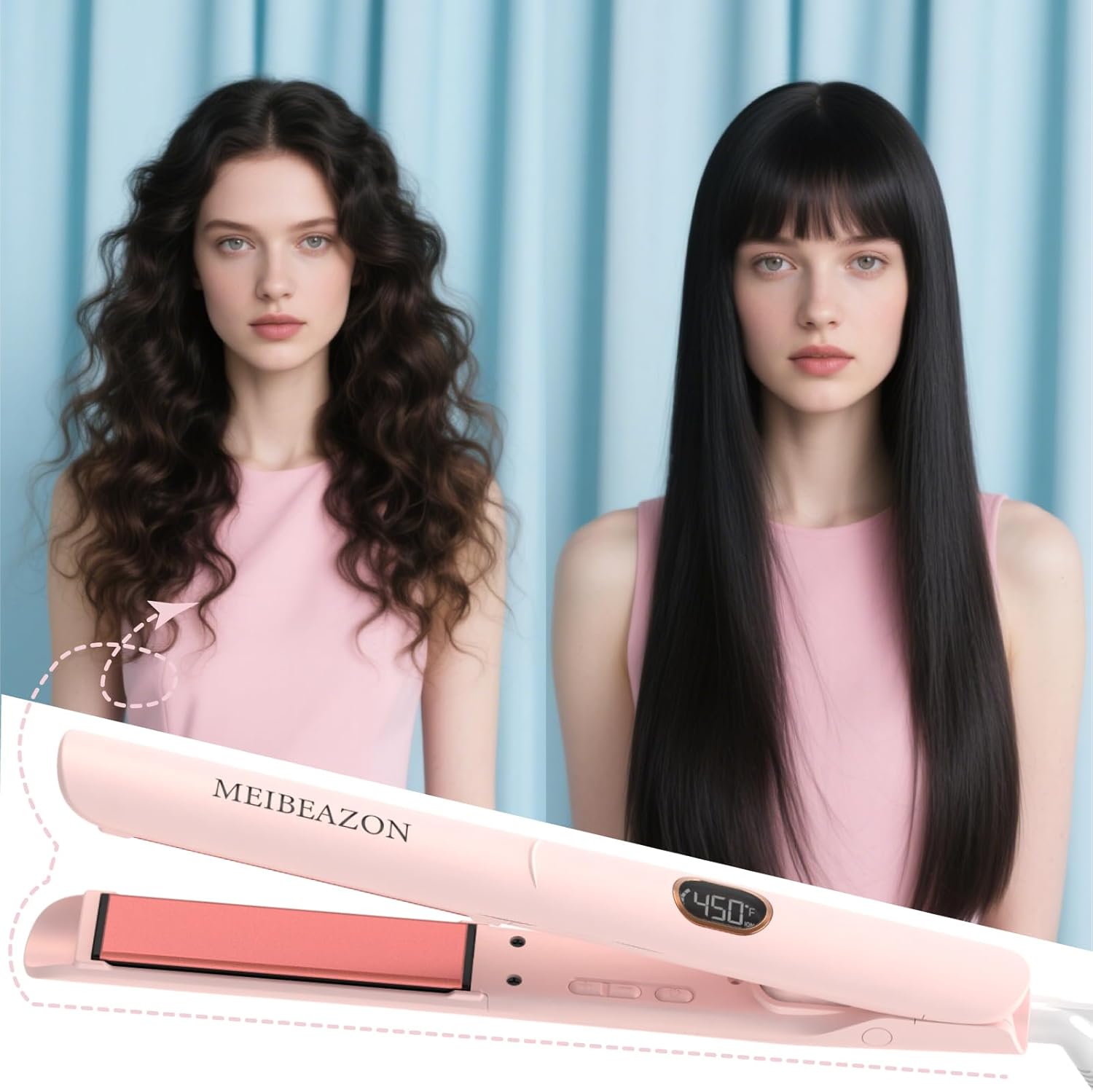 2-in-1 Ceramic Flat Iron Hair Straightener and Curler, Dual Voltage, Auto Shut-Off, 1-Inch Plates - Image 7
