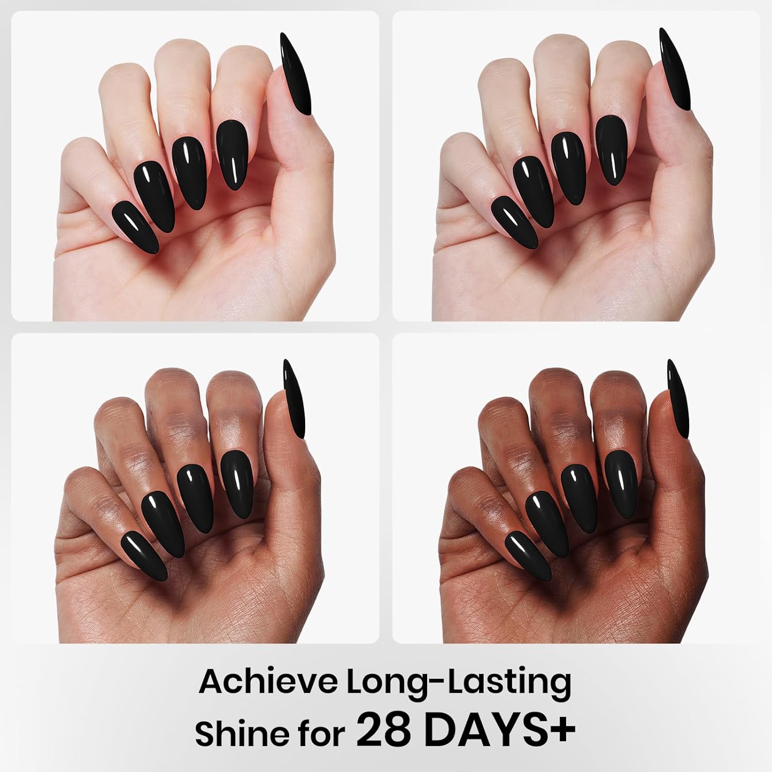 Beetles 3 Pc Gel Nail Polish Kit: Black Base Coat Top Coat Long Lasting Shine - Image 5