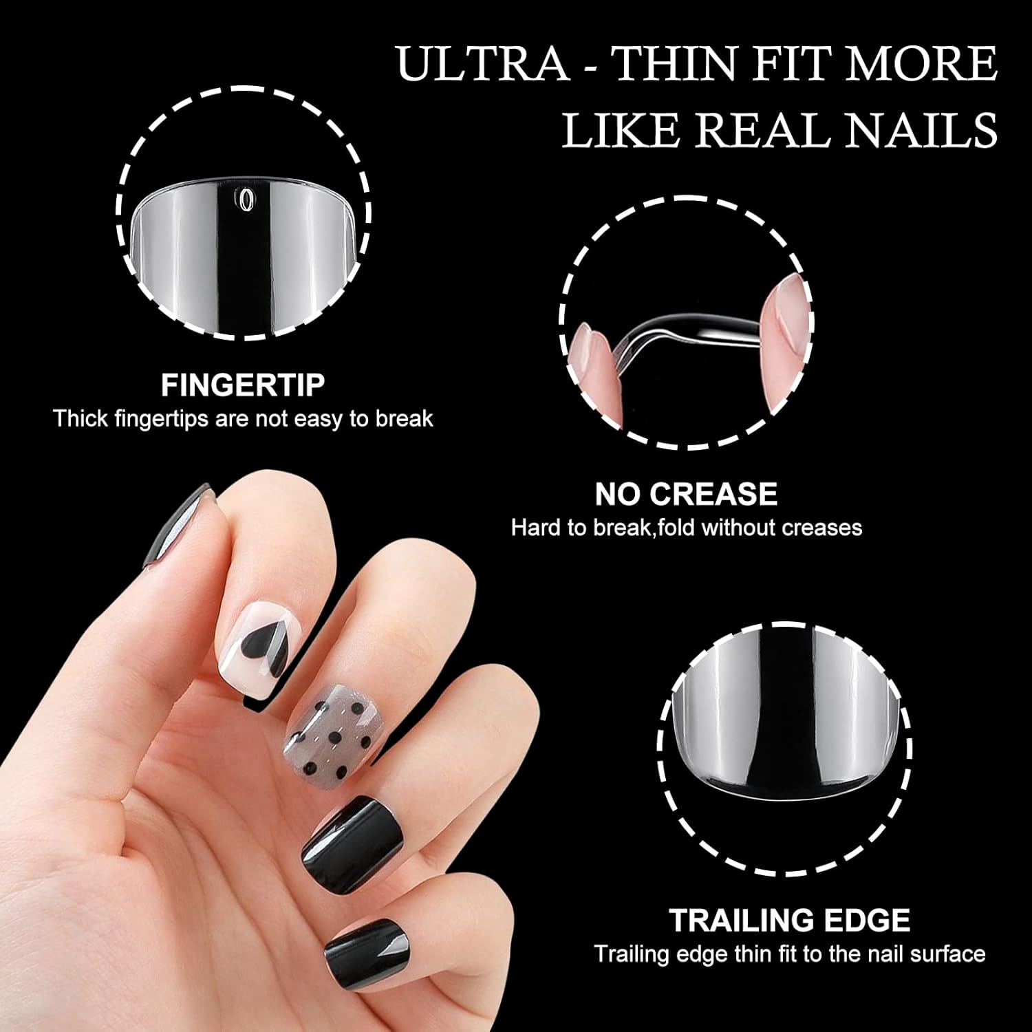 LoveOurHome 600pc Clear Short Square Press-On Fake Nails - 12 Size Options for Women and Kids - Image 2