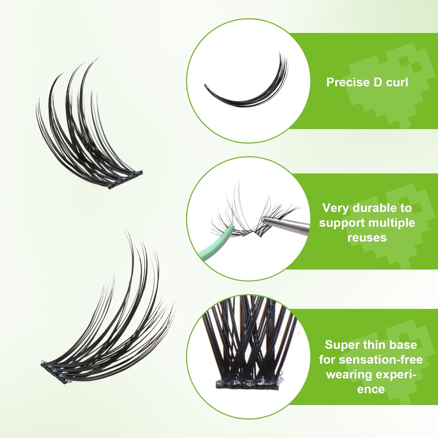 ALLOVE 10-16mm D Curl 0.07mm Cat Eye Lash Clusters for Wispy DIY Eyelash Extensions - Image 3