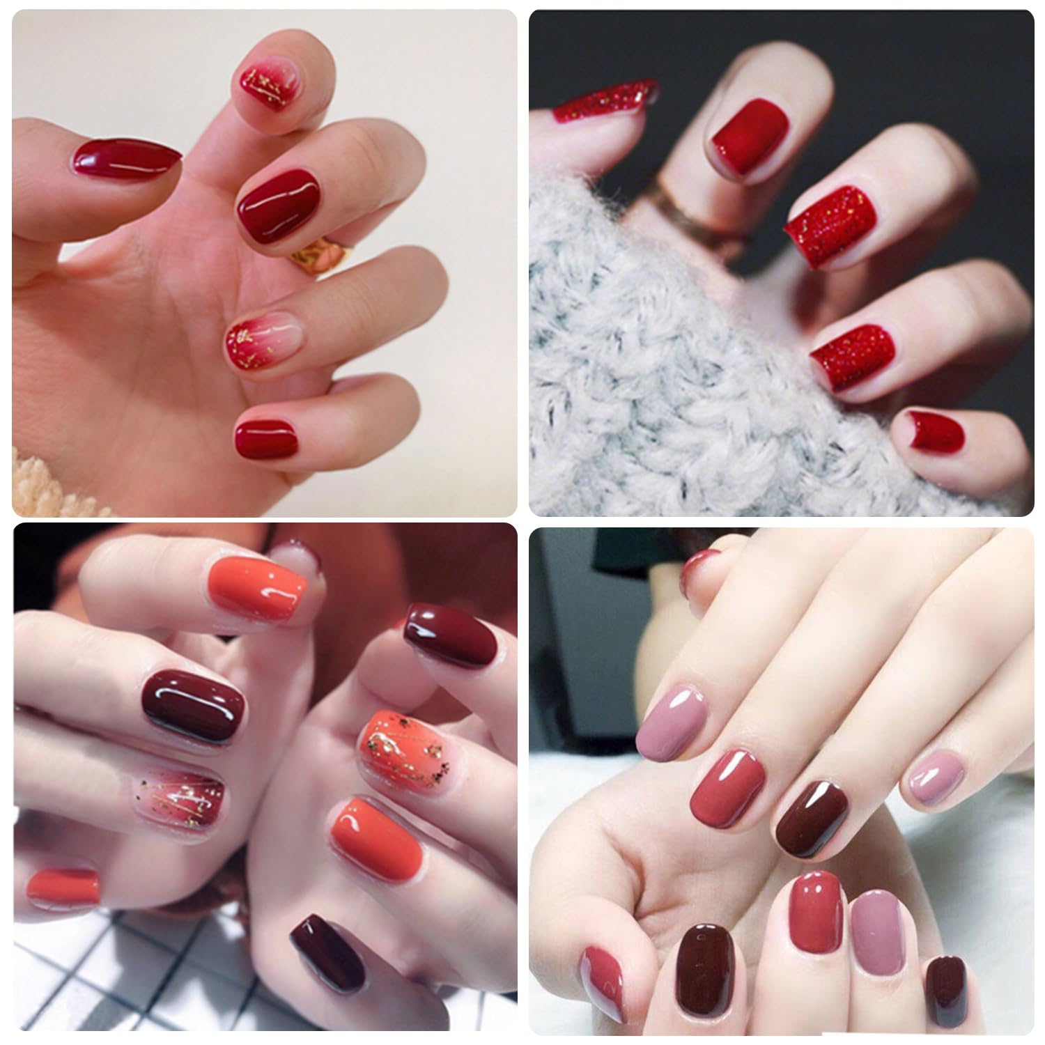 WOKOTO 20 Sheets Red Solid Nail Polish Wraps with Nail File, Semi-Glossy Finish - Image 5