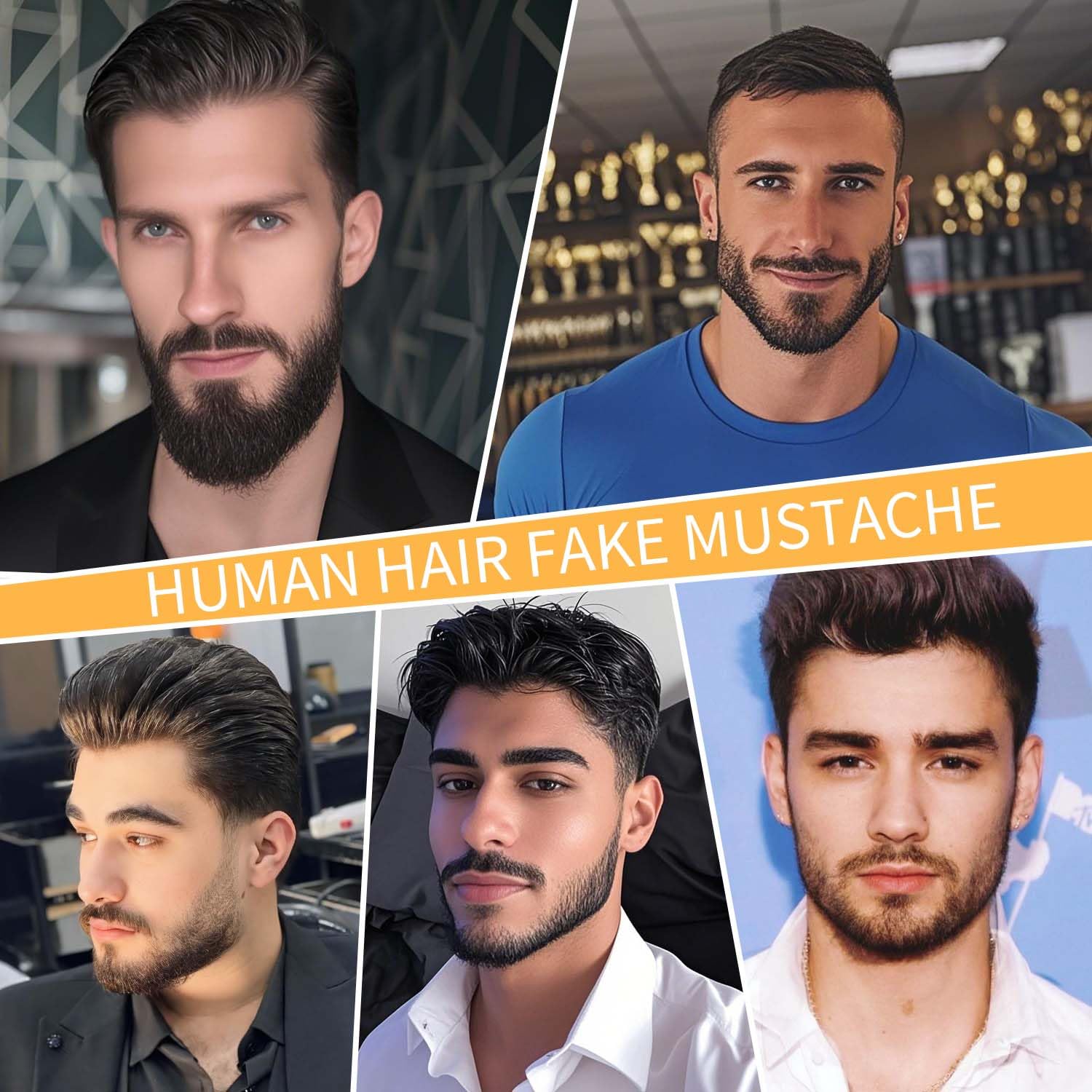 Gx Beauty Realistic 100% Human Hair Black Goatee Beard for Men Lace Invisible Design - Image 7