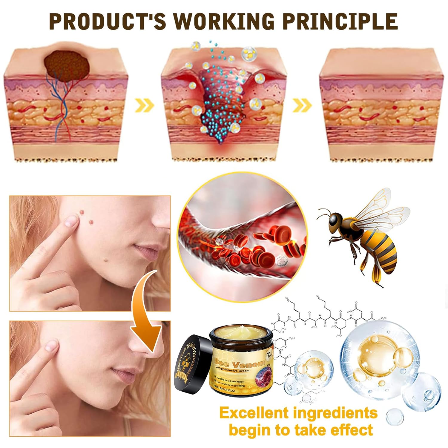 Bee Venom Firming Moisturizing Cream Set 2 Piece for All Skin Types - Image 5