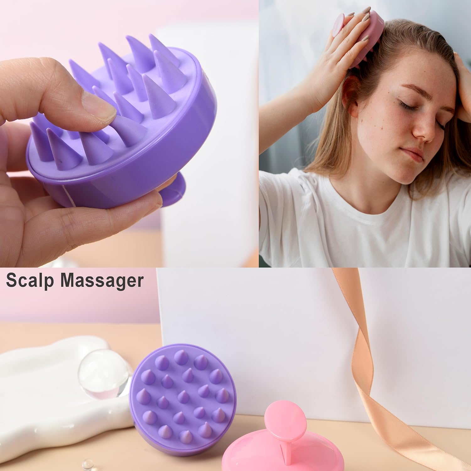 12 Piece Hair Brush and Comb Set Pink for Toddlers Women Curly Hair Detangling - Image 4