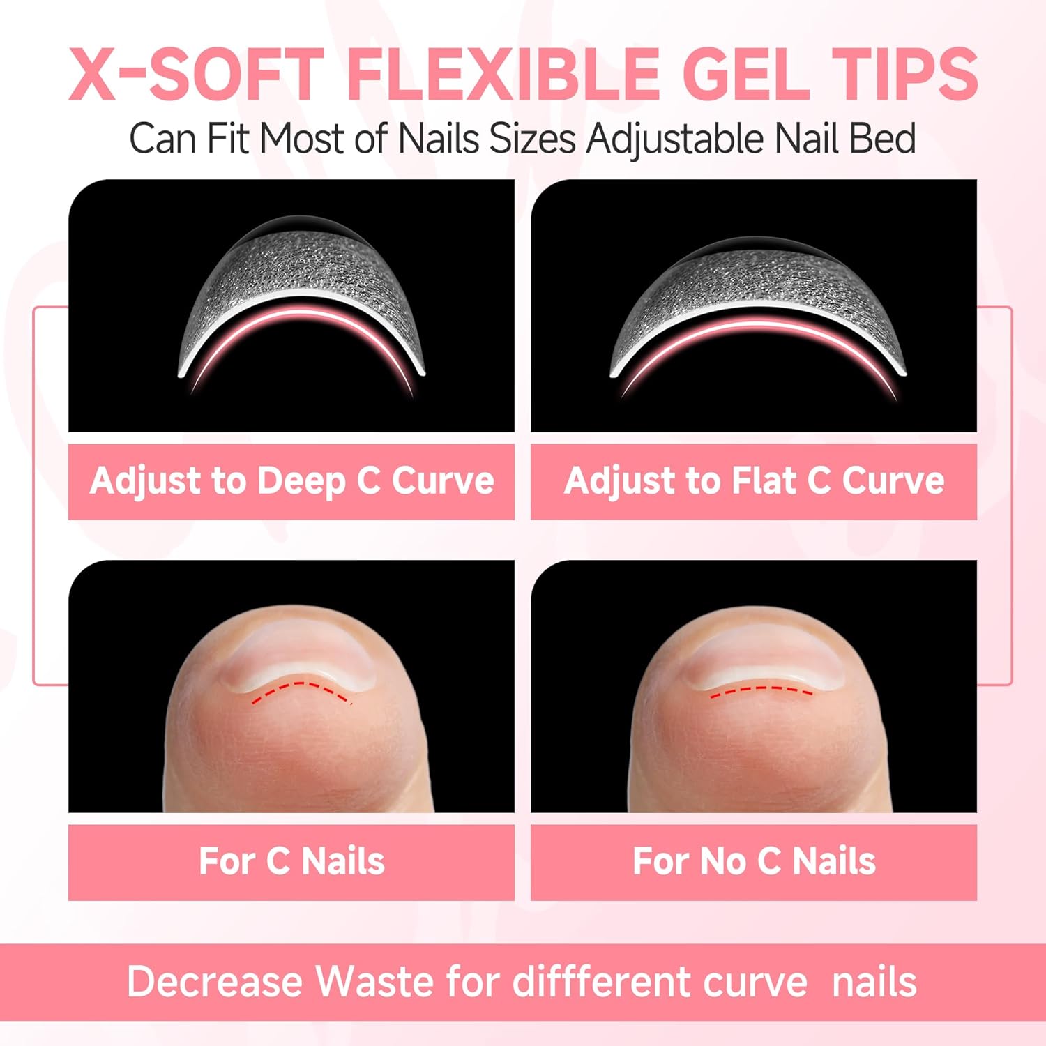 UNA GELLA 330-Piece Short Almond Gel Nail Tips, Pre-Etched, 15 Flexible Sizes - Image 3