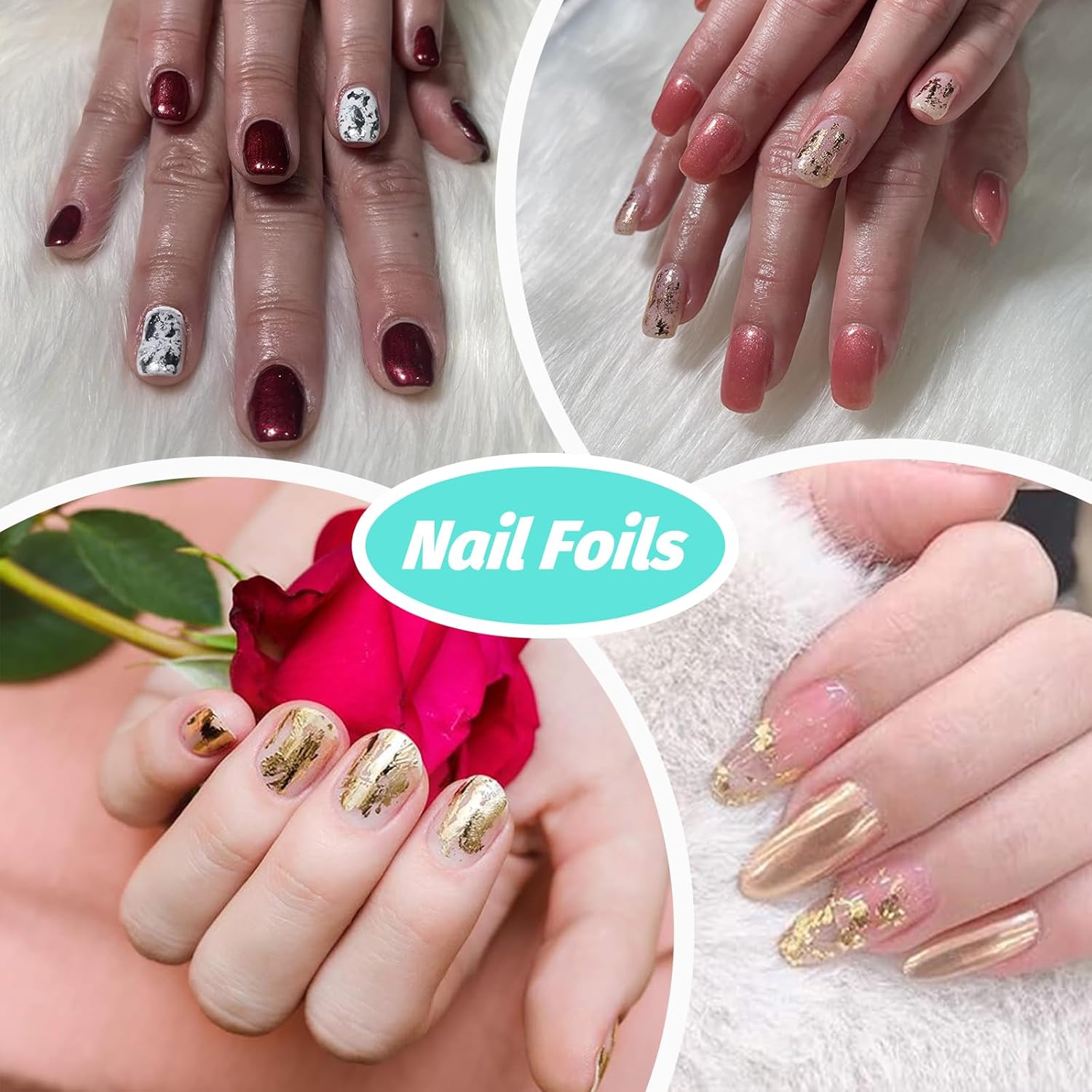 LoveOurHome 30 Sheet Marble Flower Metallic Nail Foil Stickers Set - Image 6
