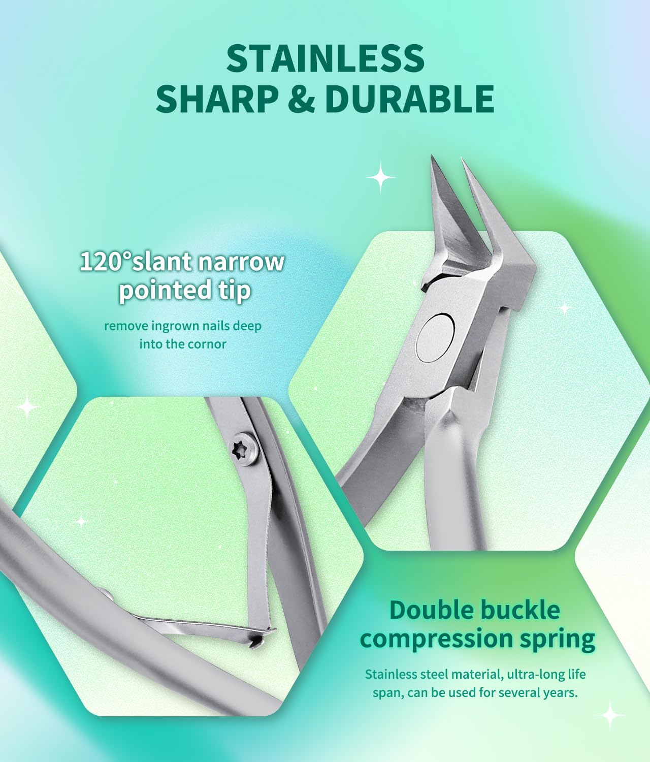Heavy Duty Stainless Steel Ingrown Toenail Clippers for Thick Nails, Slanted Tip, Size Medium - Image 5