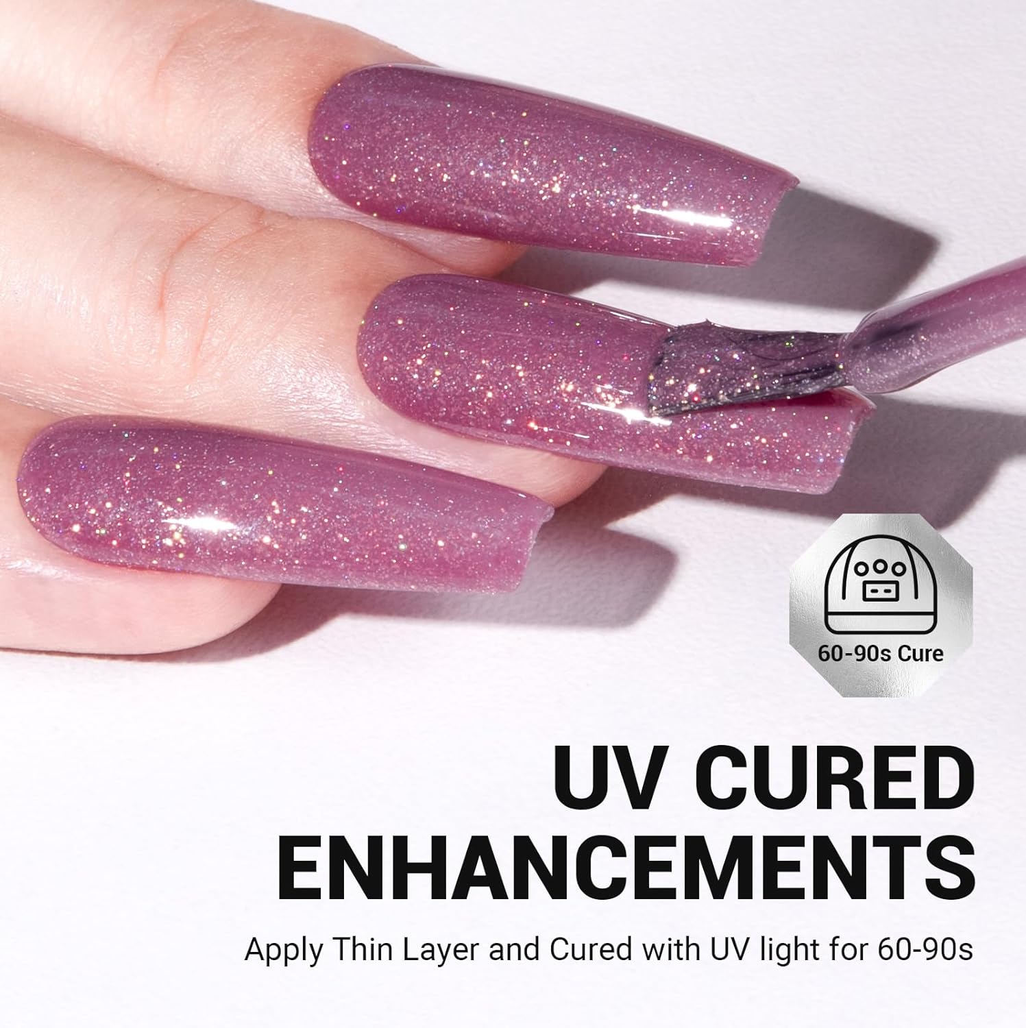 MelodySusie 15ml Pink Pastel Violet Glitter Gel Nail Polish Soak Off UV LED Compatible - Image 5