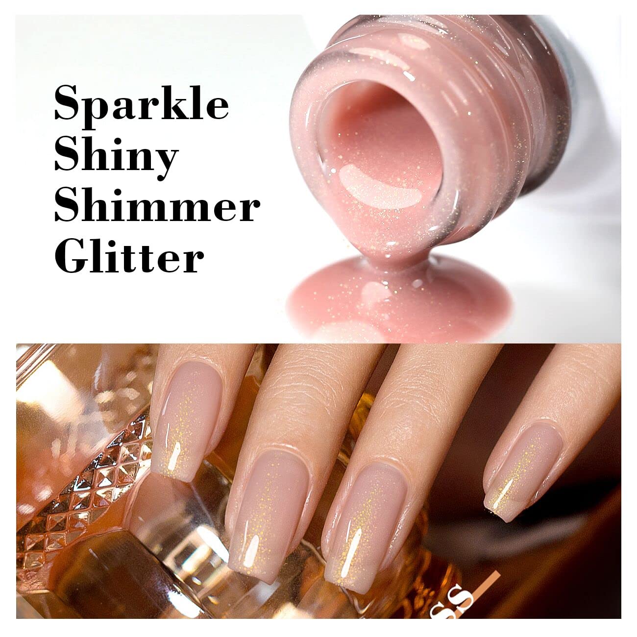Nude Gel Nail Polish 15ml with Gray Pink Gold Glitter for Natural Nail Art - Image 5