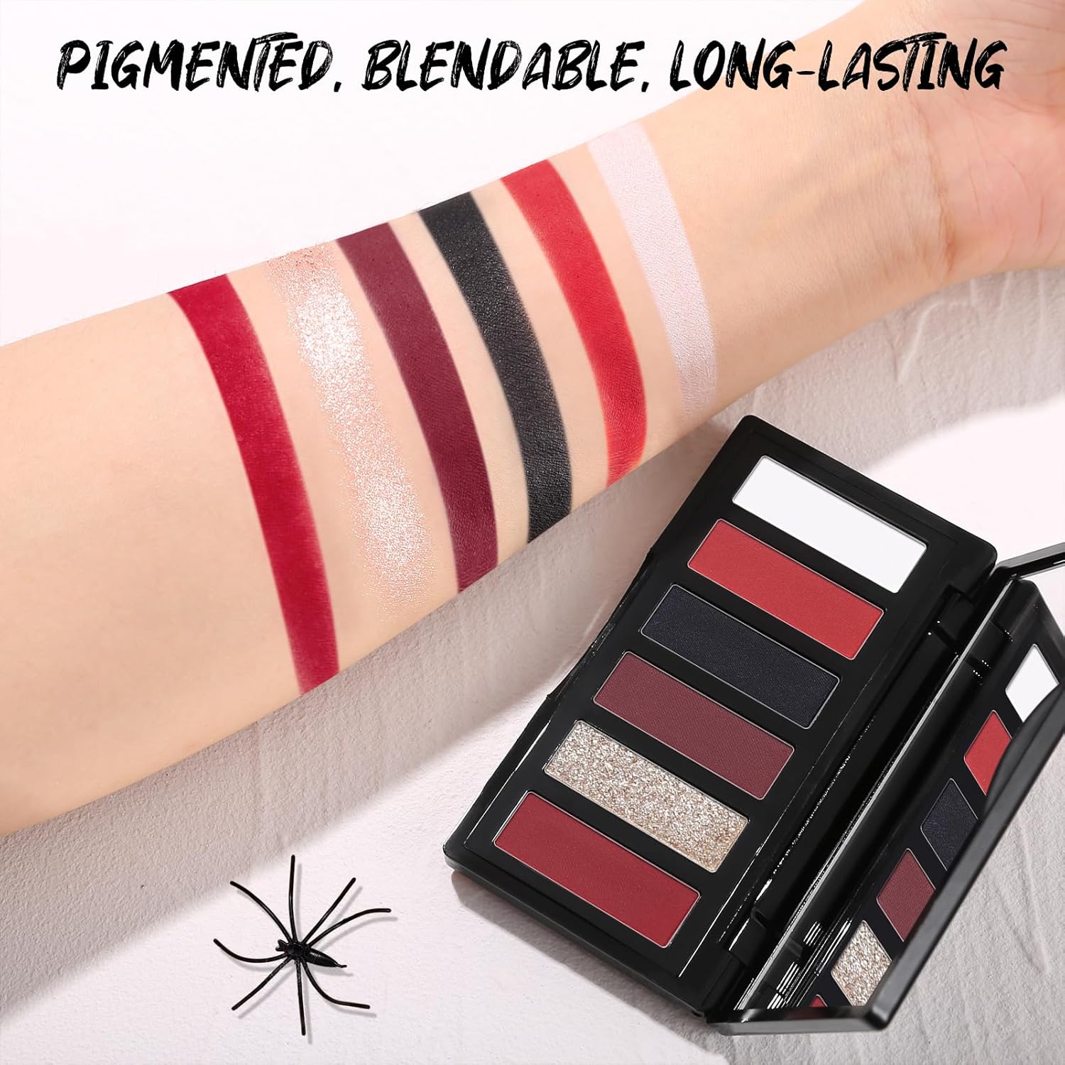 Red Eyeshadow Palette 6 Highly Pigmented Matte Shimmer Colors Travel Size - Image 3