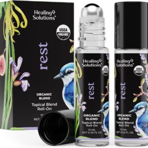 Healing Solutions (2 Pack) Rest Blend Essential Oil Roller & Essential Oil Roll-On Perfume for Calm & Sleep - Organic USDA Certified Body Aromatherapy - Aromatherapy Rollerball
