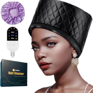 Heat Cap for Deep Conditioning, Thermal Steam Cap for Hair Treatment, Hair Steamer for Black Natural Hair, 10-Level Quick Heating Caps for Home Use.