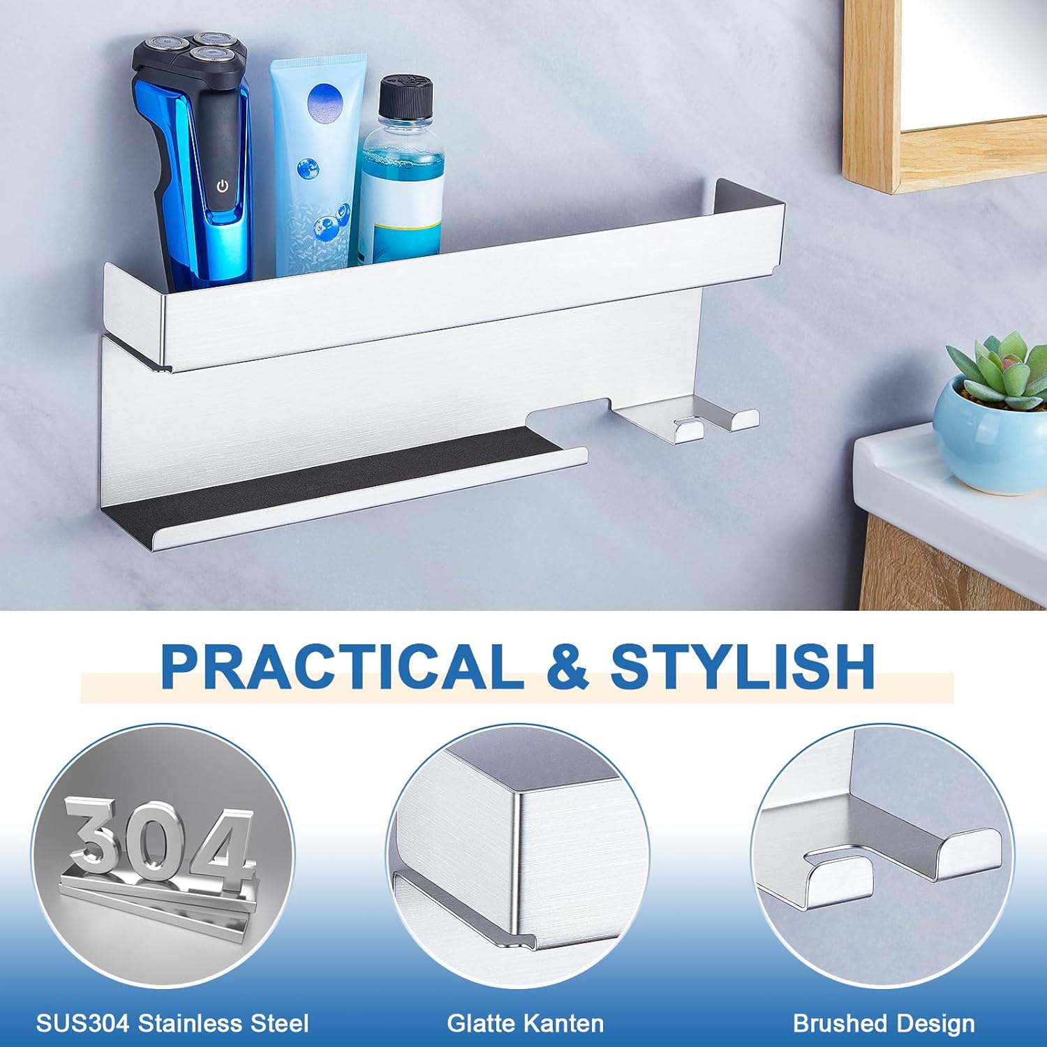 Stainless Steel Hair Dryer Holder Wall Mount Organizer for Bathroom Hair Tool Storage - Image 8
