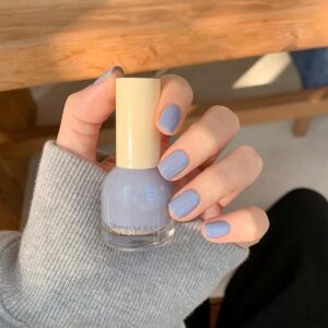 COSMOO Grey Blue Quick Dry Nail Polish, Vegan Chip-Resistant Long-Lasting Nail Lacquer for Nail Art Varnish, 0.34 fl oz (Grey blue)