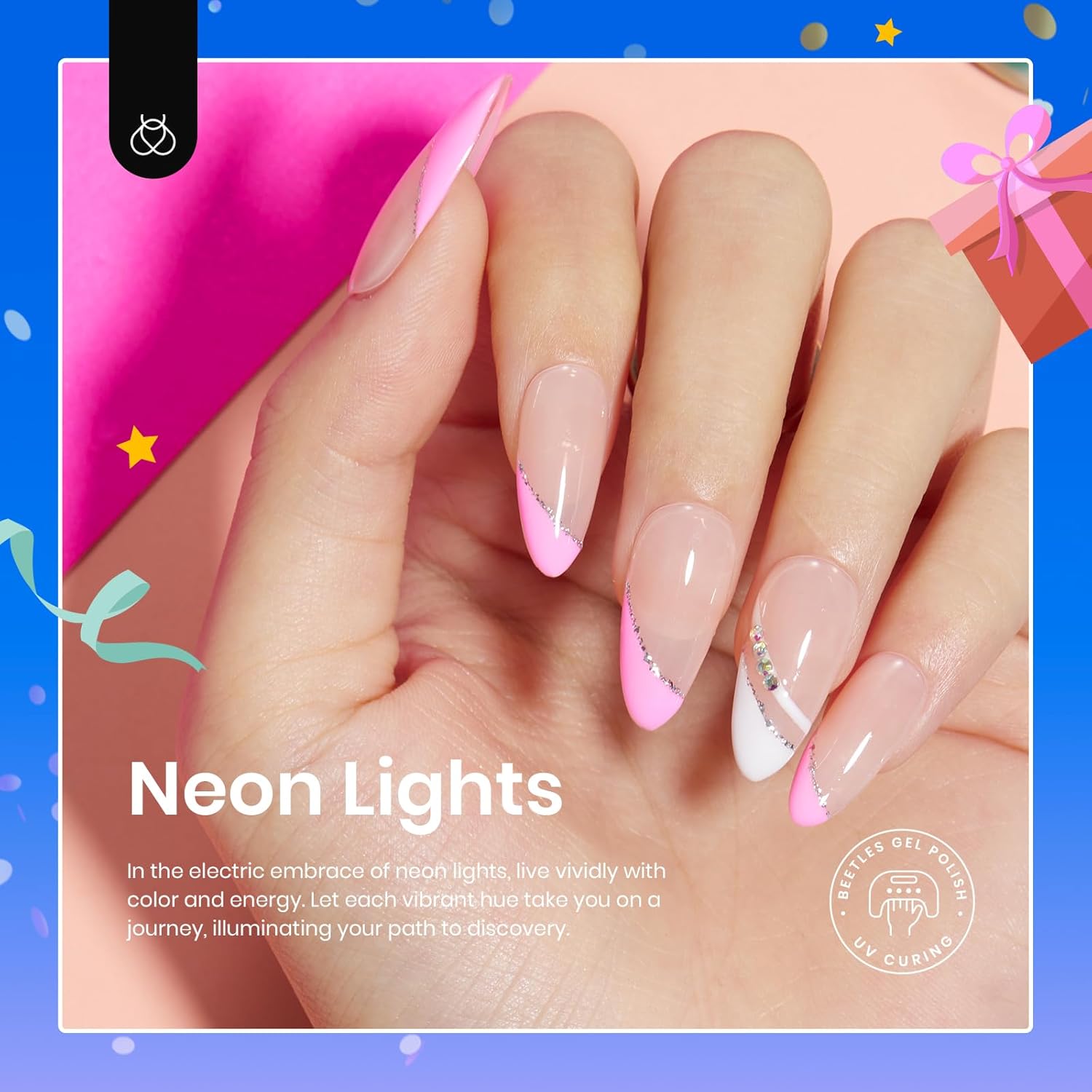 Beetles 6 Color Neon Gel Nail Polish Set Bright Rainbow Collection for Women Soak Off UV LED - Image 3