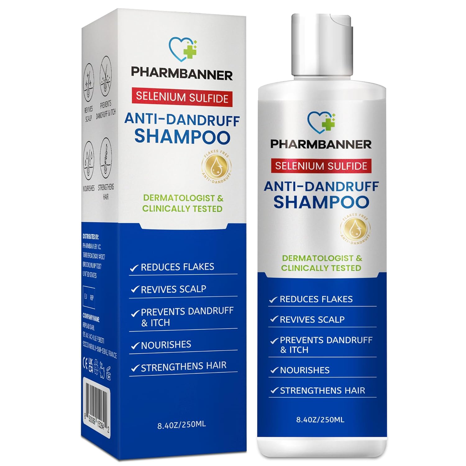 Anti-Dandruff Shampoo with Selenium Sulfide: For Flaky Scalp, Itching & Seborrheic Dermatitis Relief - Menthol & Lavender Oil - Moisturizing, Color Safe, Gentle for All Hair Types - 8.4oz