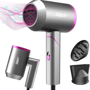 Professional Ion Hair Dryer, Low Noise Hair Dryer, 1800W Quick Drying Hair Dryer - Ultra-Light, Foldable, Ideal for Long Trips