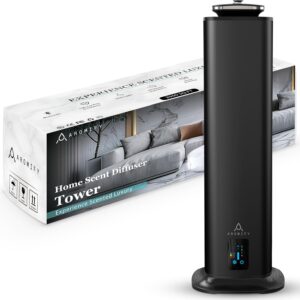 Tower Home Scent Diffuser, Covers 3500 Sq Ft, Essential Oil Diffuser for Home, Office & Spa, Waterless Aromatherapy Diffuser, Bluetooth, Silent-Running, Scheduled Timer, Black (Oil Sold Separately)