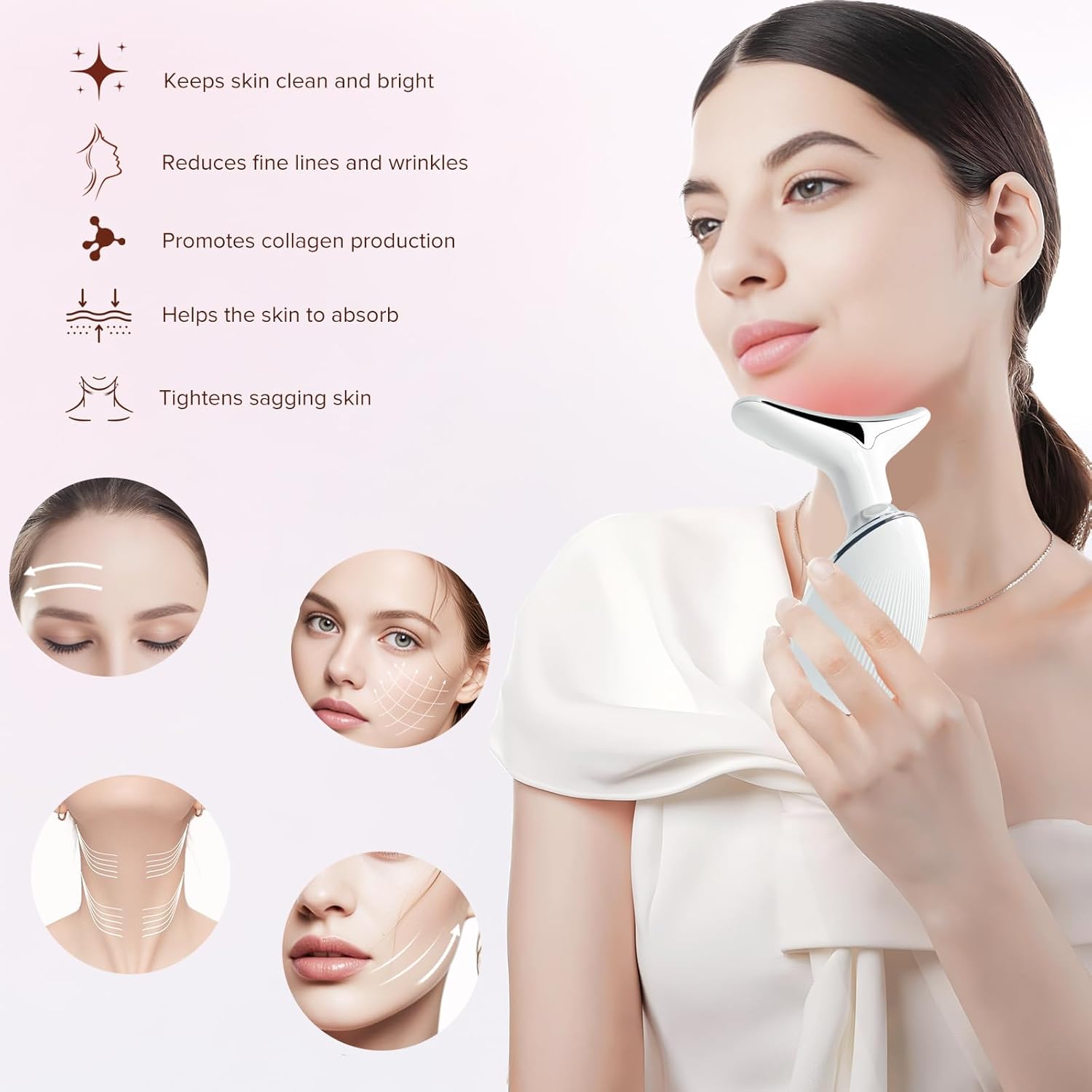 7 Color LED Facial and Neck Massager for Home Skin Rejuvenation and Relaxation - Image 4
