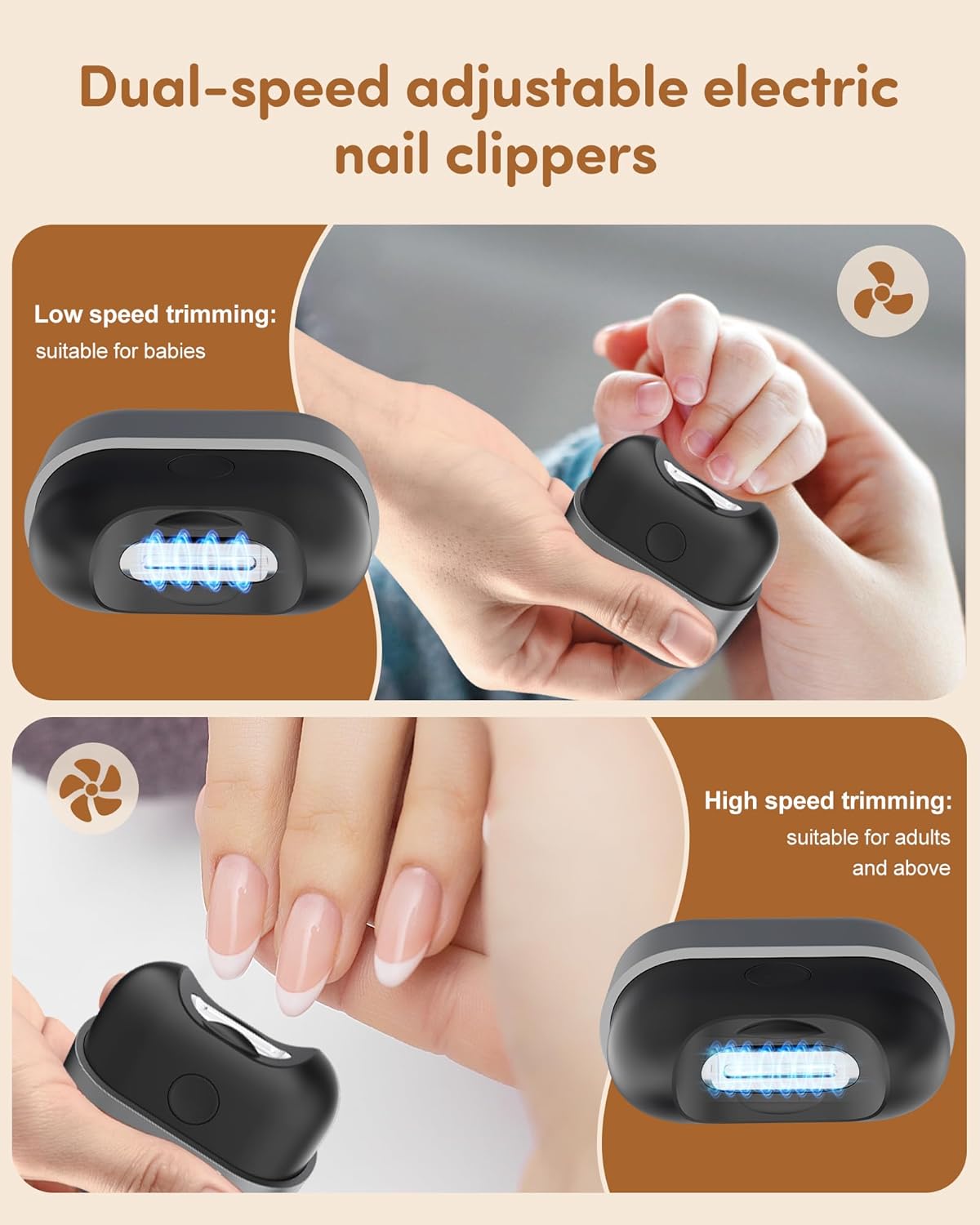 Baby and Adult Electric Nail Clipper, USB Rechargeable with Built-in Light and Nail Catcher - Image 4