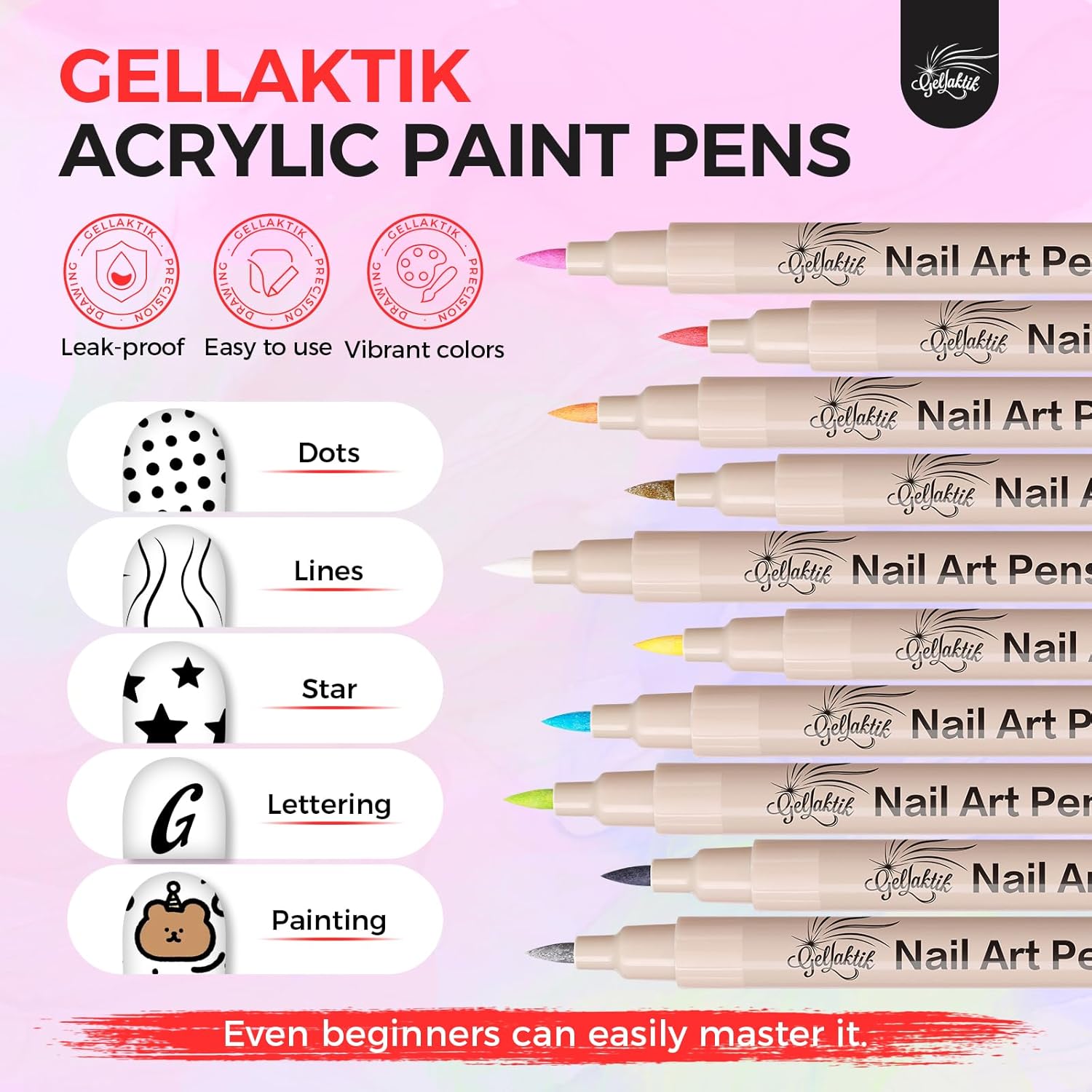 18-Color Nail Art Pens Set with Quick-Dry Acrylic Paint Markers for DIY Designs - Image 3
