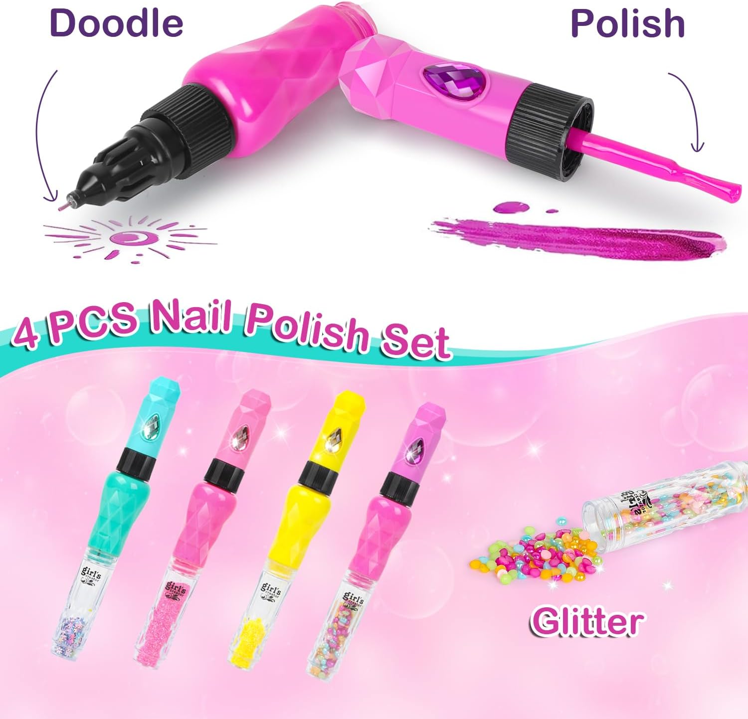 Sparkle Girls Non-Toxic Nail Polish Kit for Ages 7-12, Perfect for Spa Manicures - Image 7