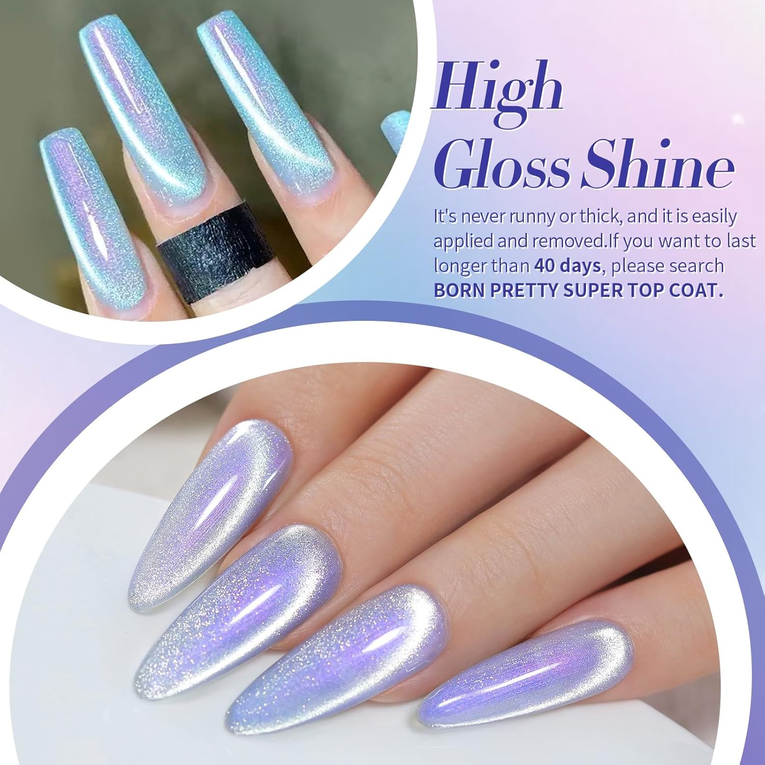 Born Pretty Aurora Cat Magnetic Gel Nail Polish Set 6 Colors Shimmer Glitter - Image 5
