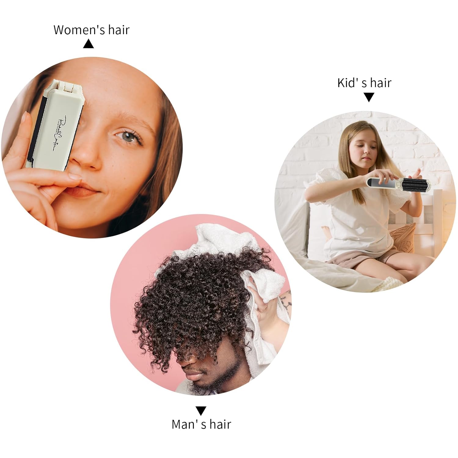 2 Pack Mini Folding Hair Brush with Mirror for Wet Dry Detangling, Travel Size - Image 6