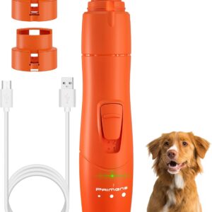 Dog Nail Grinder with LED Light – Quiet 2-Speed Pet Nail Trimmer for Small & Medium Dogs and Cats – Low Vibration Professional Nail File for Painless Claw Grooming