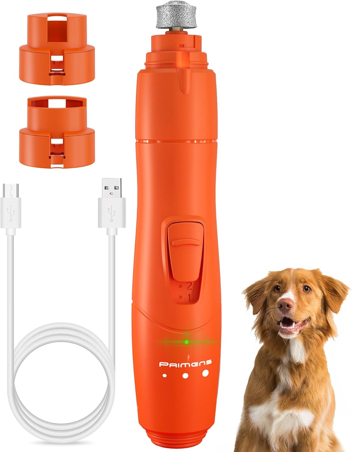 Dog Nail Grinder with LED Light – Quiet 2-Speed Pet Nail Trimmer for Small & Medium Dogs and Cats – Low Vibration Professional Nail File for Painless Claw Grooming